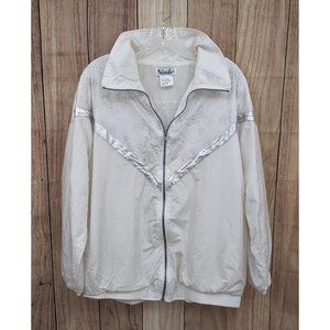 Vintage Slade Track Jacket White/Metallic Silver Floral Sz M